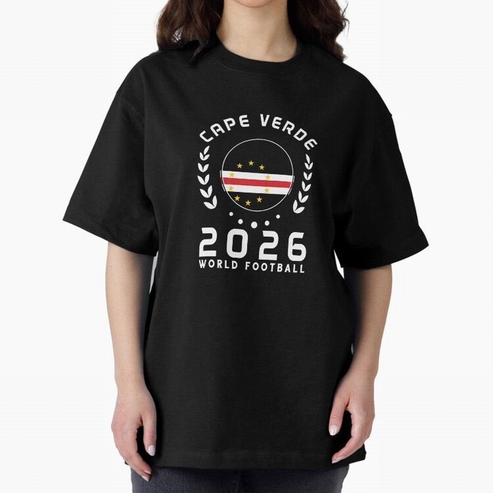 World Cup 2026 Cape Verde Football Fan Cape Verdean Supporter Gift T-Shirt_85310196 Oversized T-Shirt Represent Fans Who Live for FIFA World Cup 2026 Group Stage Featuring Messi, CR7 and Mbappe, Brazil Energy, Goal Celebration Energy, Supporter
