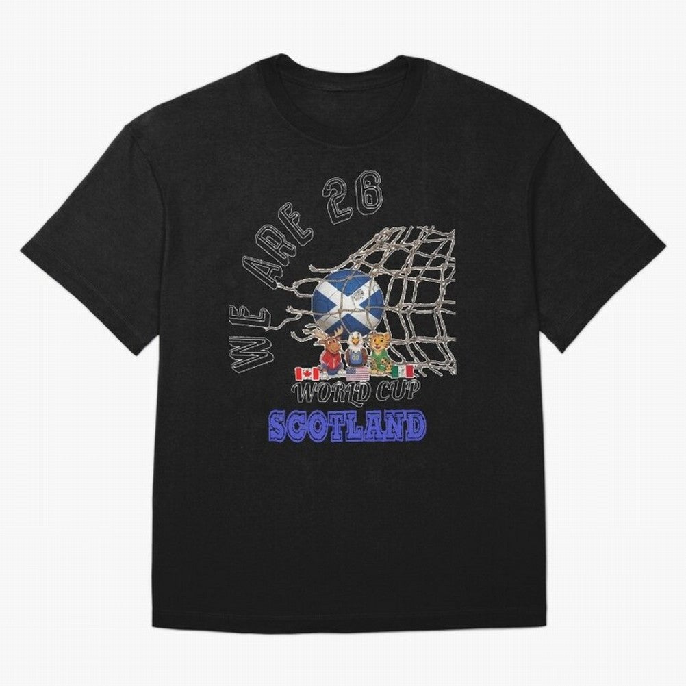 World cup 26 - Scotland Oversized T-Shirt Cheer through Every Moment of Global Football Passion for FIFA World Cup 2026 USA Canada Mexico, Highlighting Messi, CR7 and Mbappe, Spain and Netherlands, Retro Football Energy, Iconic Rivalries, Trophy