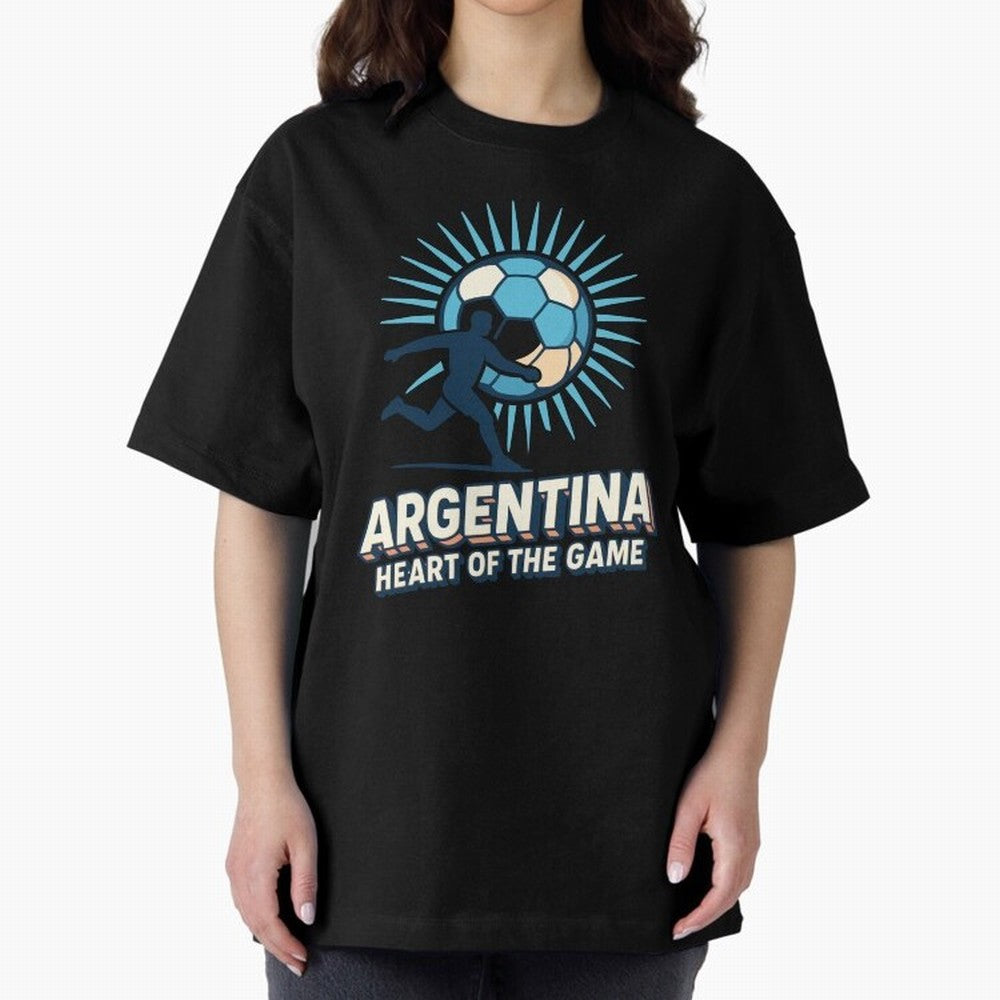 Argentina Heart of the Game ¨C Retro Soccer Fan Design Oversized T-Shirt Capture Stadium Memories from Global Football Passion for FIFA World Cup 2026 USA Canada Mexico, Centered on Mbappe, Brazil, Portugal and Argentina, Global Supporter Spirit,