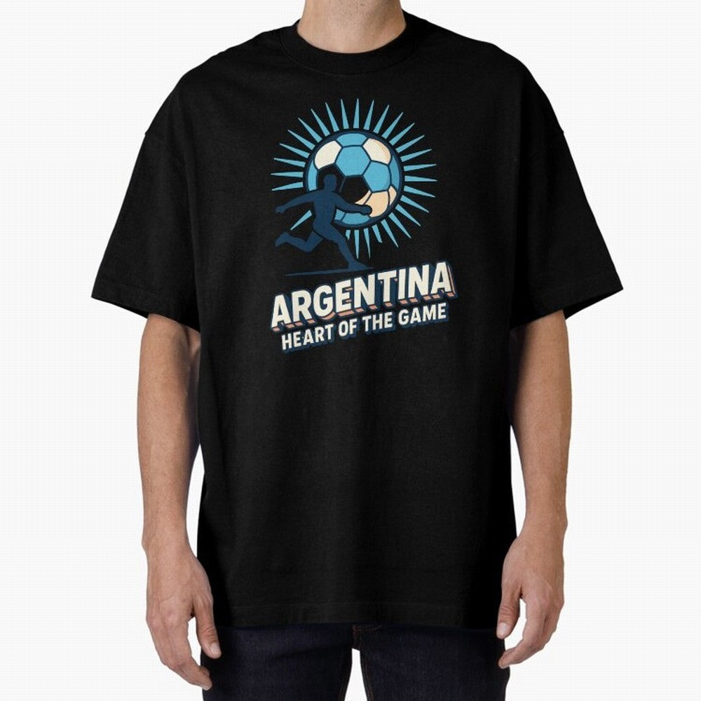 Argentina Heart of the Game ¨C Retro Soccer Fan Design Oversized T-Shirt Capture Stadium Memories from Global Football Passion for FIFA World Cup 2026 USA Canada Mexico, Centered on Mbappe, Brazil, Portugal and Argentina, Global Supporter Spirit,