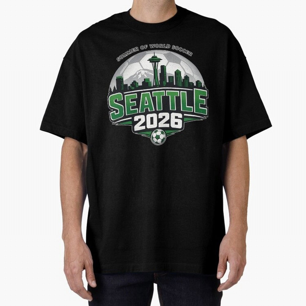 World Soccer Tournament Cup 2026 Seattle Oversized T-Shirt Remember Iconic Moments from the FIFA World Cup 2026 Group Stage Journey through CR7 Highlights, Brazil Pride, Tournament Hype, Historic Matchups, Family Viewing Parties and Global Sports