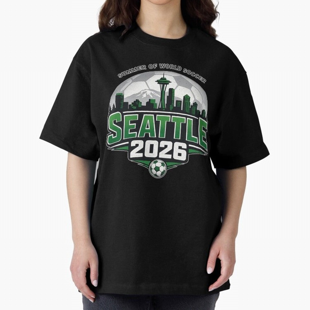 World Soccer Tournament Cup 2026 Seattle Oversized T-Shirt Remember Iconic Moments from the FIFA World Cup 2026 Group Stage Journey through CR7 Highlights, Brazil Pride, Tournament Hype, Historic Matchups, Family Viewing Parties and Global Sports
