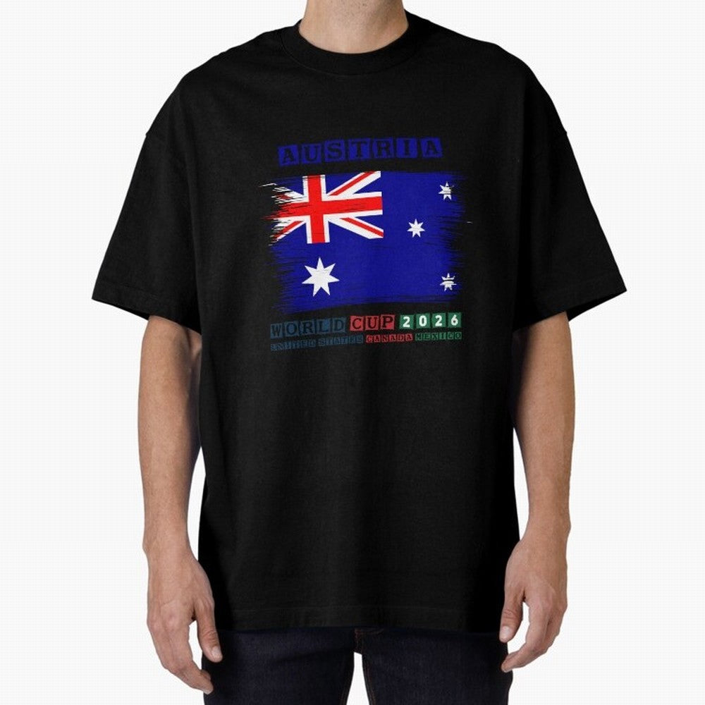 AUSTRIA WORLD CUP 2026 Oversized T-Shirt Show Love for Legendary Goals in FIFA World Cup 2026 Featuring Cristiano Ronaldo, Argentina Energy, Championship Spirit, Famous Goals, Roaring Crowds and International Football Unity; Perfect for Fans,