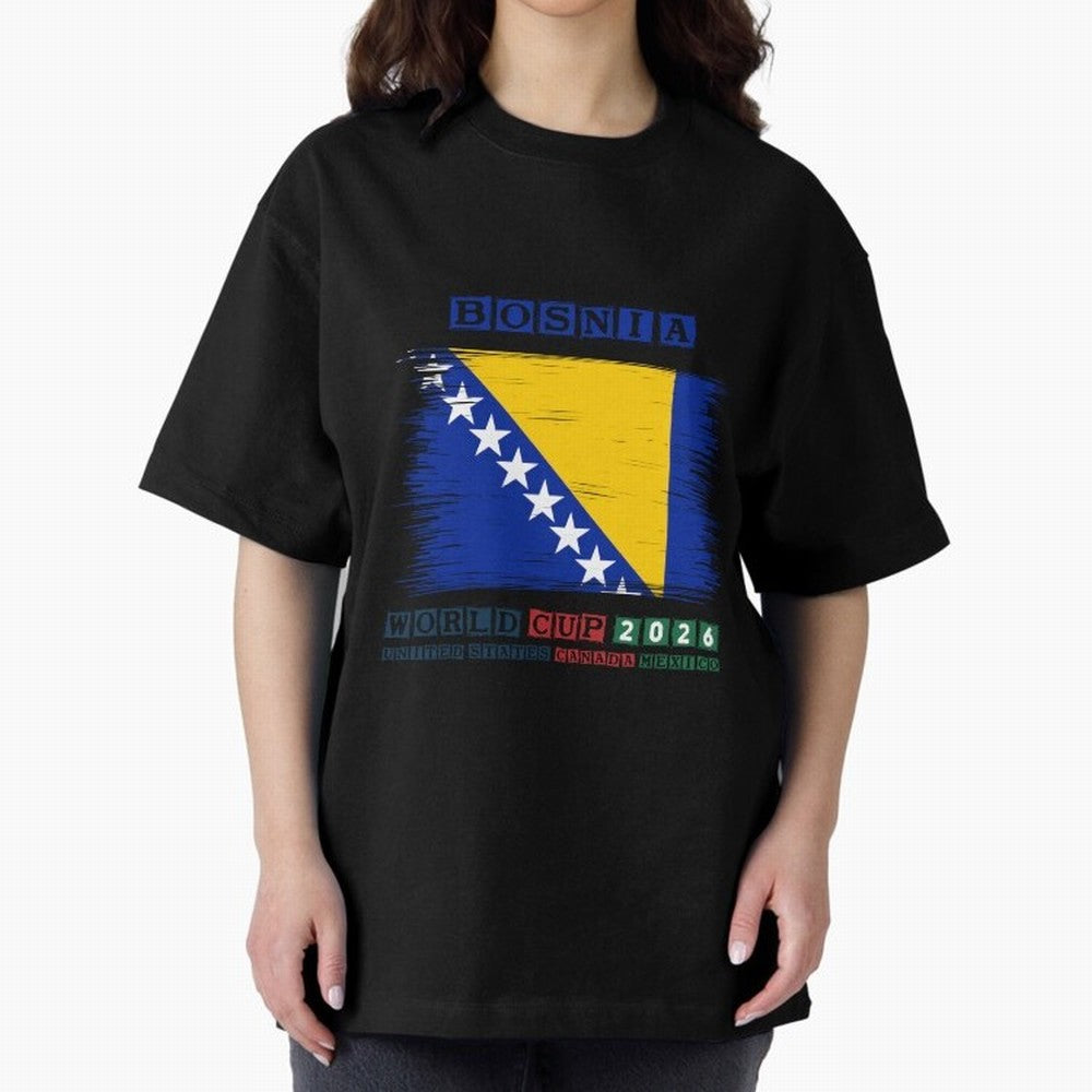 BOSNIA WORLD CUP 2026 Oversized T-Shirt Show Love for Legendary Goals in FIFA World Cup 2026 Highlighting Neymar, England Energy, Football Festival Excitement, Trophy Ambitions, Country Rivalries and Star Player Buzz; Made for Collectors Who Enjoy