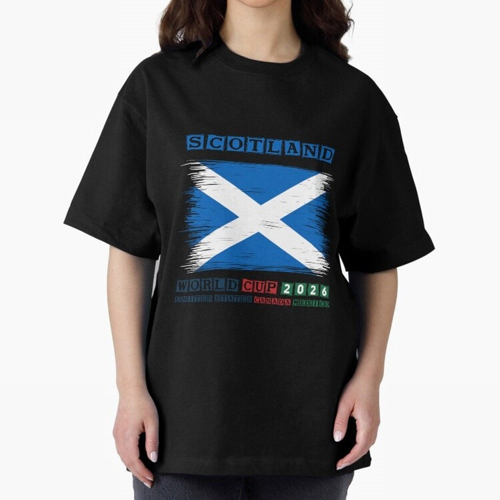 SCOTLAND WORLD CUP 2026 Oversized T-Shirt Carry the Dream of FIFA World Cup 2026 Group Stage Spirit, with Germany, Neymar, Championship Spirit, Famous Goals, Roaring Crowds and International Football Unity; Ideal for Football Dads, Football Moms,