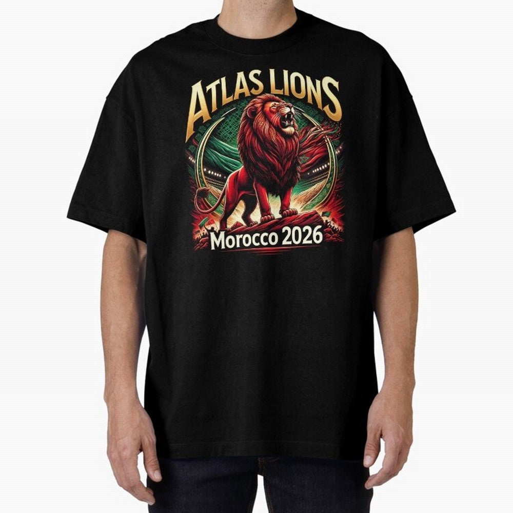 Morocco Football - World Cup 2026 Oversized T-Shirt Celebrate Football Dreams Across FIFA World Cup 2026 Group Stage Spirit, Built around Portugal, Messi and Cristiano Ronaldo, Vintage Soccer Flavor, Modern Football Stars, National Flags and Final