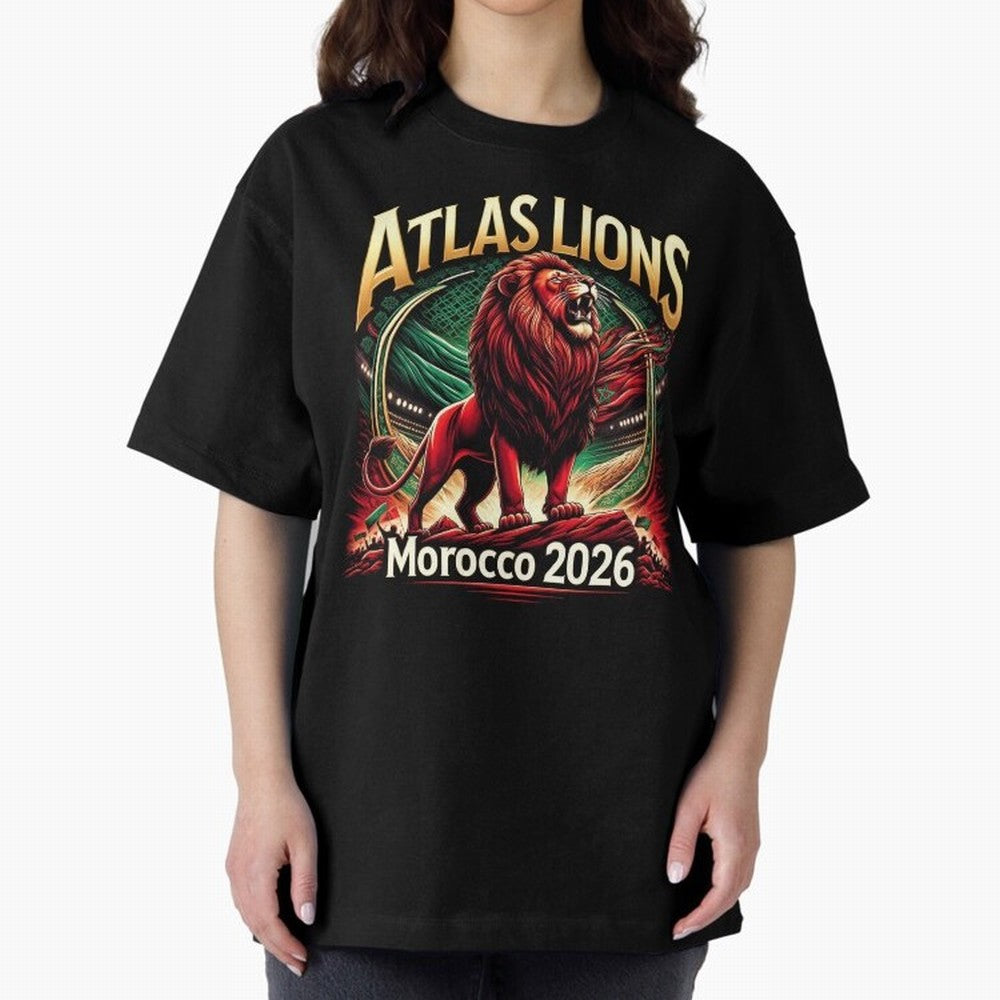 Morocco Football - World Cup 2026 Oversized T-Shirt Celebrate Football Dreams Across FIFA World Cup 2026 Group Stage Spirit, Built around Portugal, Messi and Cristiano Ronaldo, Vintage Soccer Flavor, Modern Football Stars, National Flags and Final