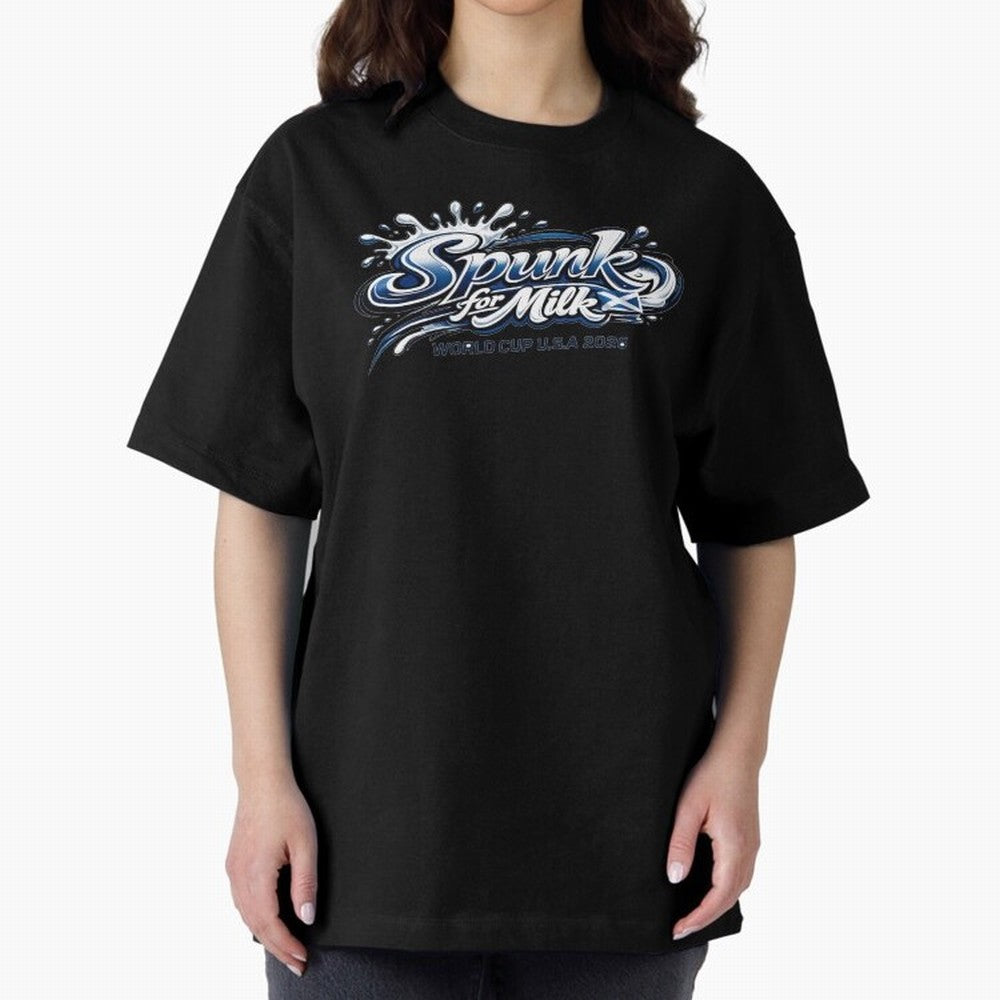 Spunk for Milk Oversized T-Shirt Feel the Trophy Chase of Global Football Passion for FIFA World Cup 2026 USA Canada Mexico, Filled with Cristiano Ronaldo, Spain and Netherlands, Sports Nostalgia, International Competition, Famous Players and