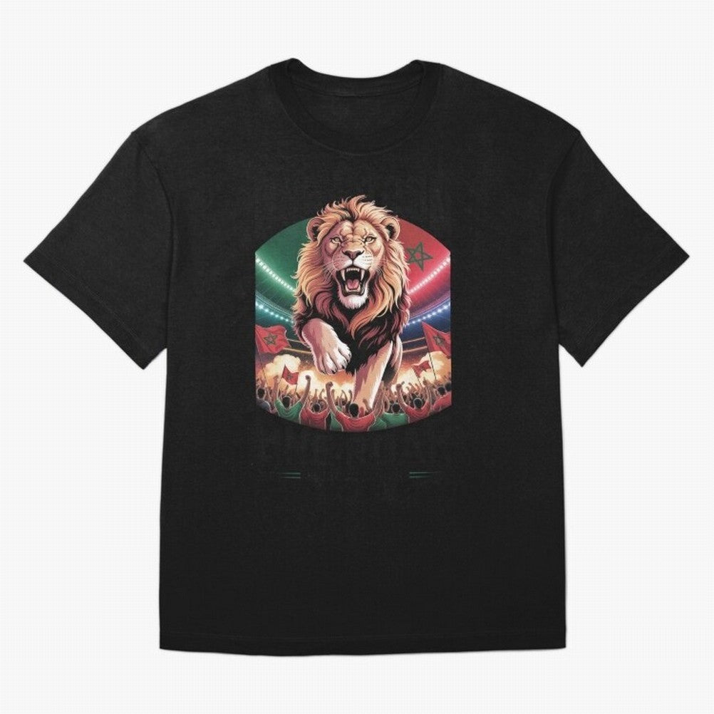 Morocco Football - One Nation, One Roar Oversized T-Shirt Support the Legends of FIFA World Cup 2026 Group Stage for Fans of Messi and Spain and Netherlands, Bringing Match Day Excitement, Supporter Culture, Golden Goals and Global Football