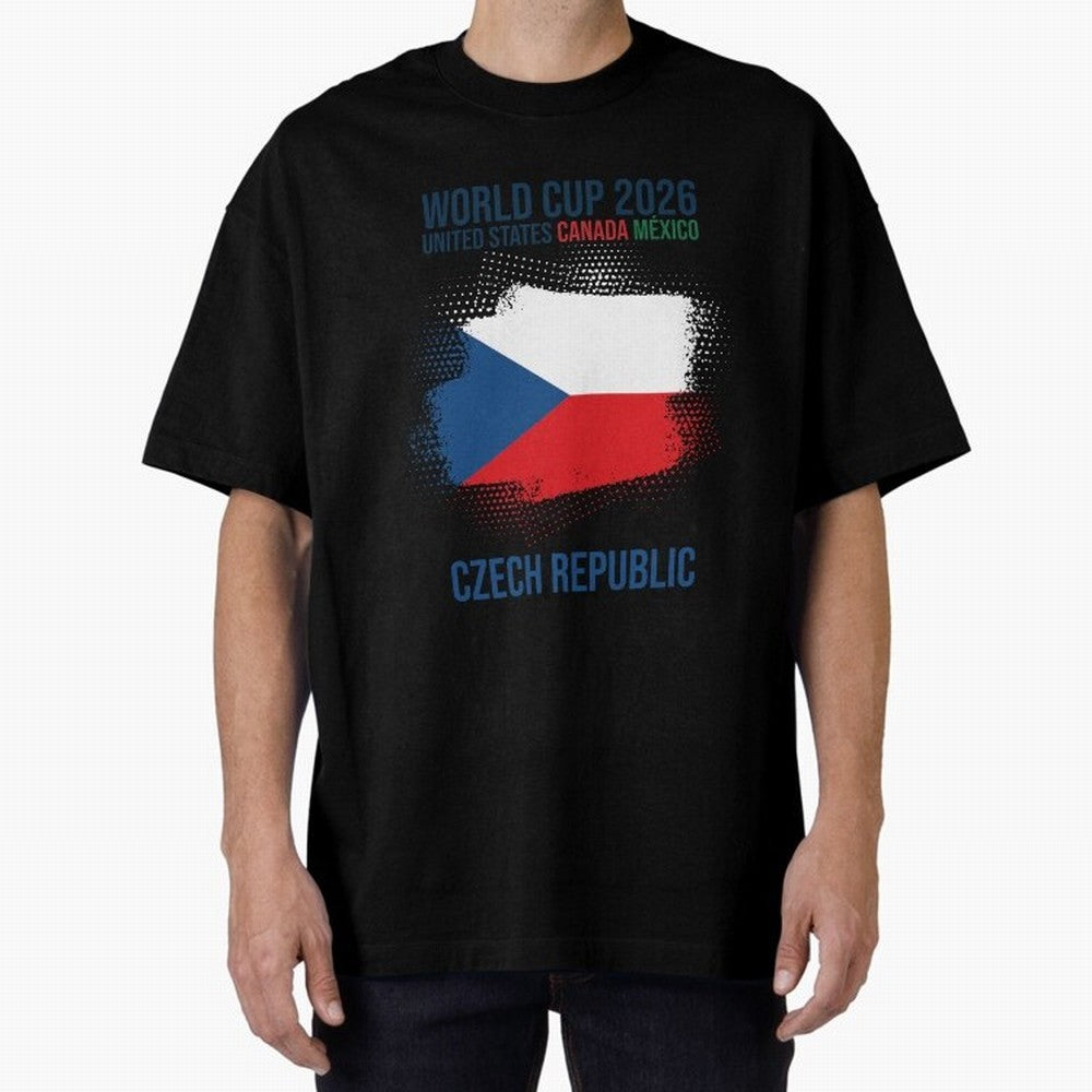 Czech Republic WORLD CUP 2026 Oversized T-Shirt Turn Up for the FIFA World Cup 2026 Journey through CR7 and Messi Highlights, Portugal Pride, Classic Soccer Heritage, Championship Pressure, Fan Loyalty and International Pride; Great for Supporters