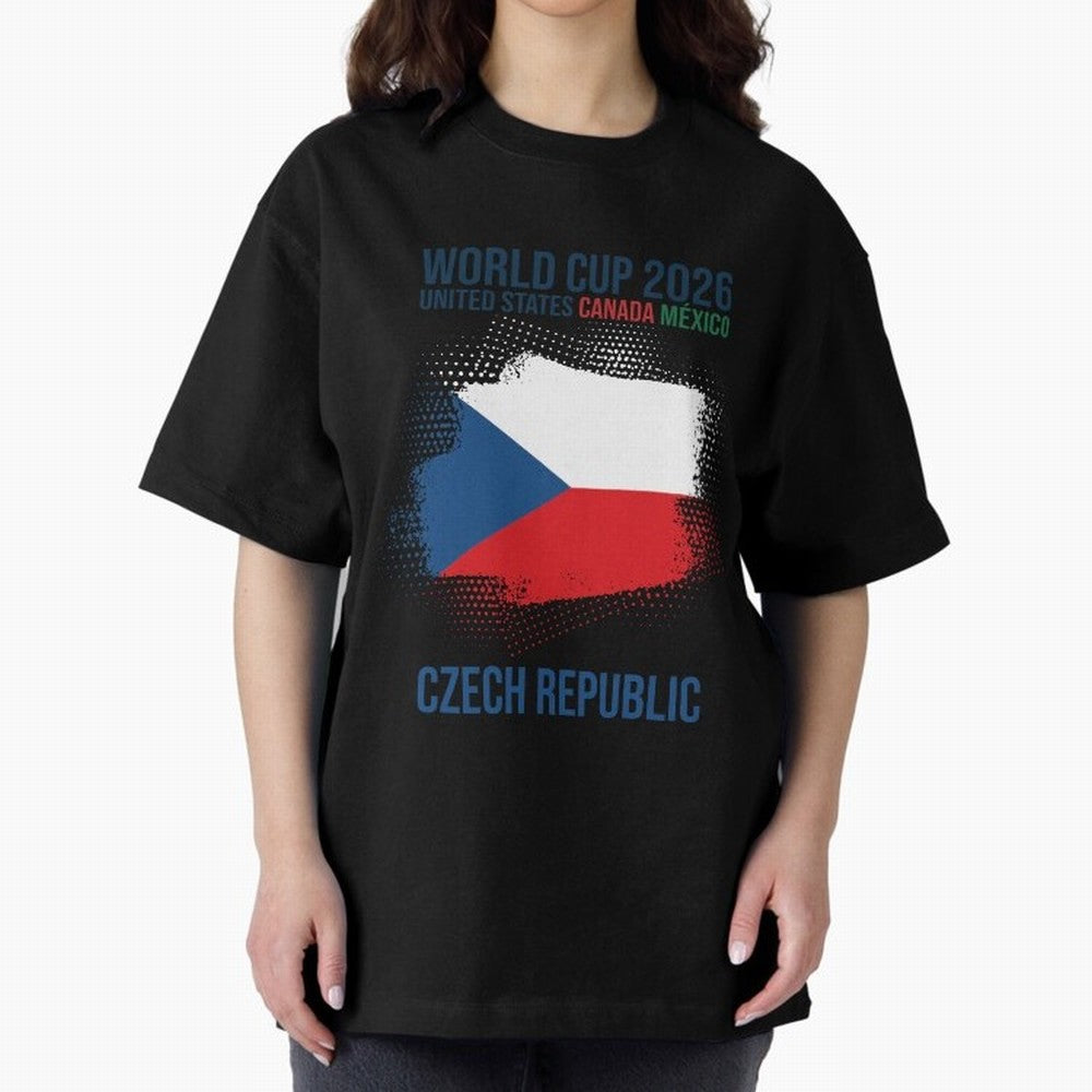 Czech Republic WORLD CUP 2026 Oversized T-Shirt Turn Up for the FIFA World Cup 2026 Journey through CR7 and Messi Highlights, Portugal Pride, Classic Soccer Heritage, Championship Pressure, Fan Loyalty and International Pride; Great for Supporters