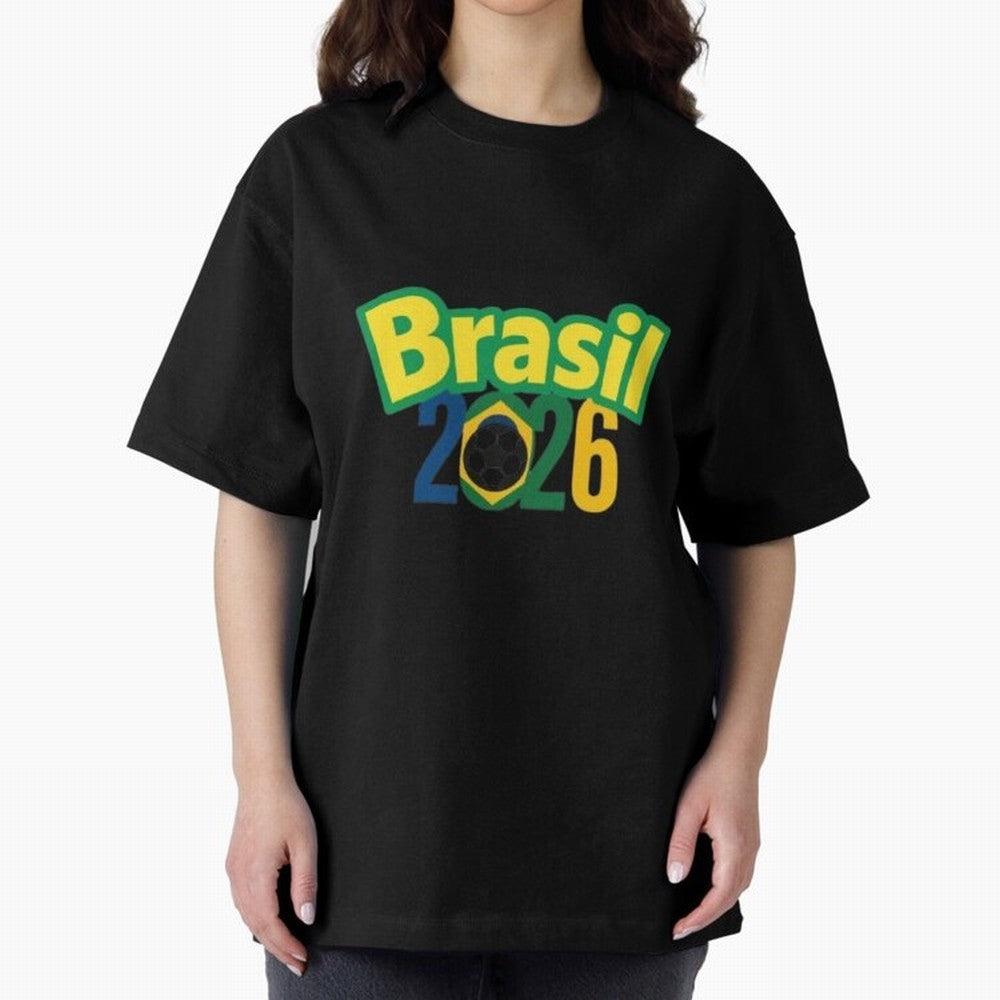 Brasil 2026 Football Mission - Road to Next World Cup T-Shirt Oversized T-Shirt Follow the Road to Match Day Hype around FIFA World Cup 2026 USA Canada Mexico, CR7 and Messi, England and Germany, Soccer Culture, Superstar Moments, National Team