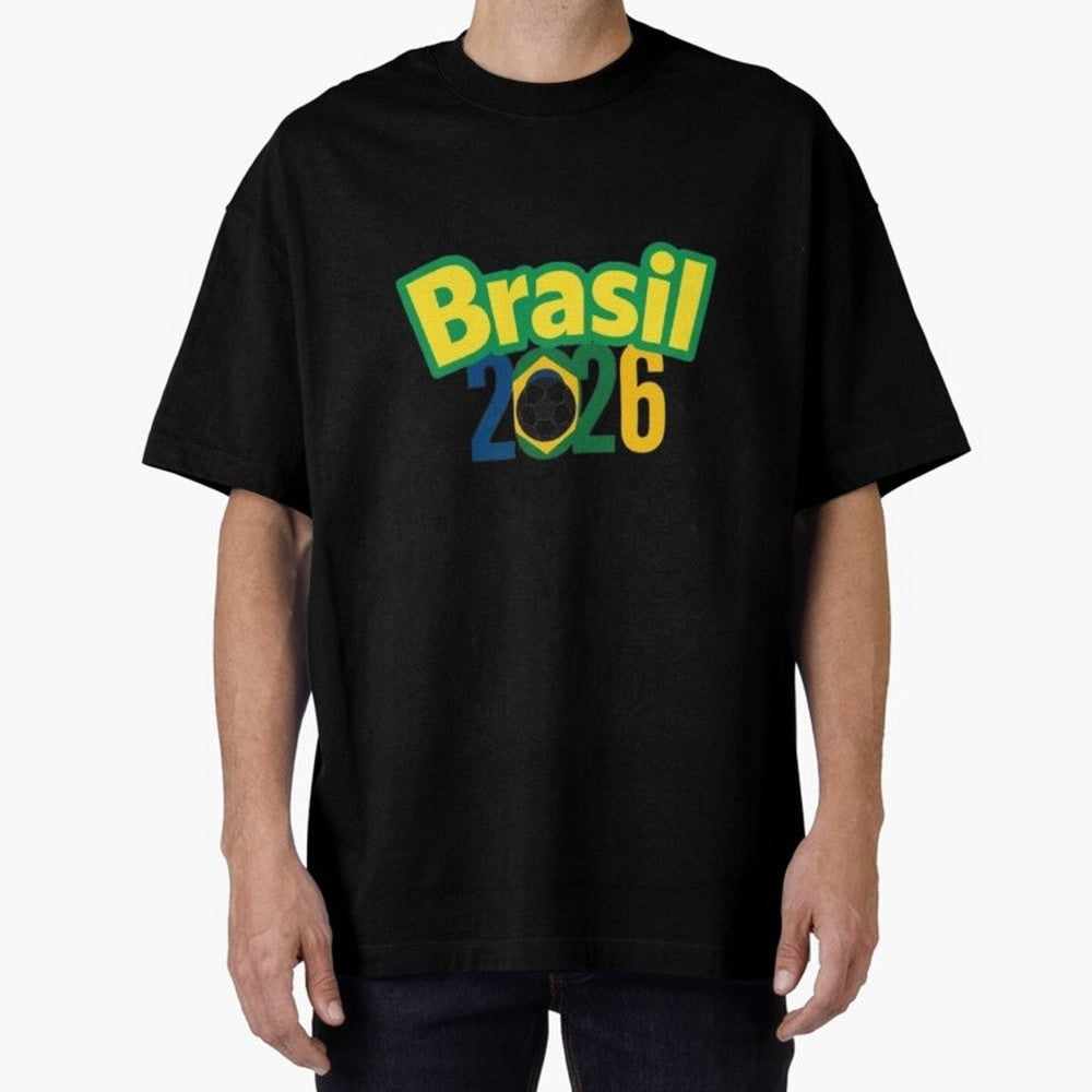 Brasil 2026 Football Mission - Road to Next World Cup T-Shirt Oversized T-Shirt Follow the Road to Match Day Hype around FIFA World Cup 2026 USA Canada Mexico, CR7 and Messi, England and Germany, Soccer Culture, Superstar Moments, National Team