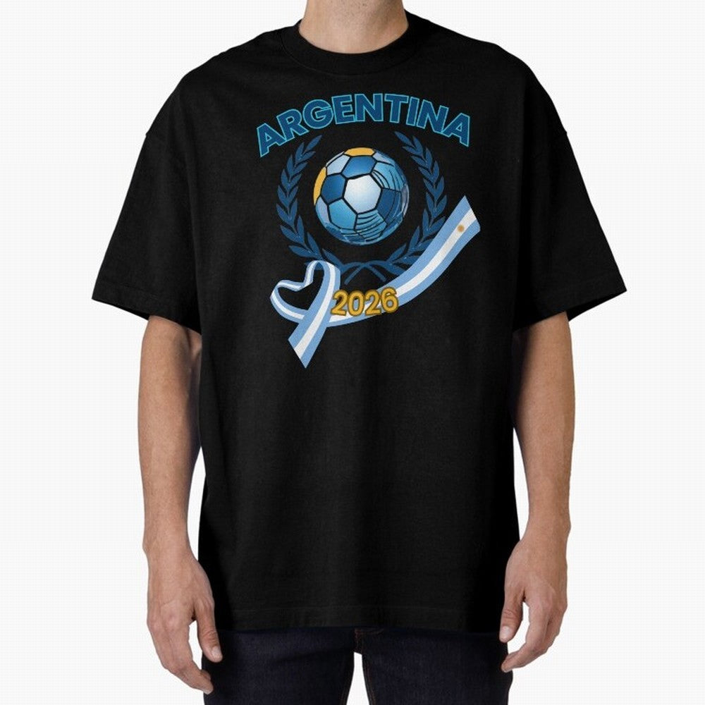 Argentina 2026 Oversized T-Shirt Feel the Heartbeat of FIFA World Cup 2026 Group Stage Spirit, Highlighting Argentina and Brazil, CR7, Sports Nostalgia, International Competition, Famous Players and Unforgettable Victories; Perfect for People Who