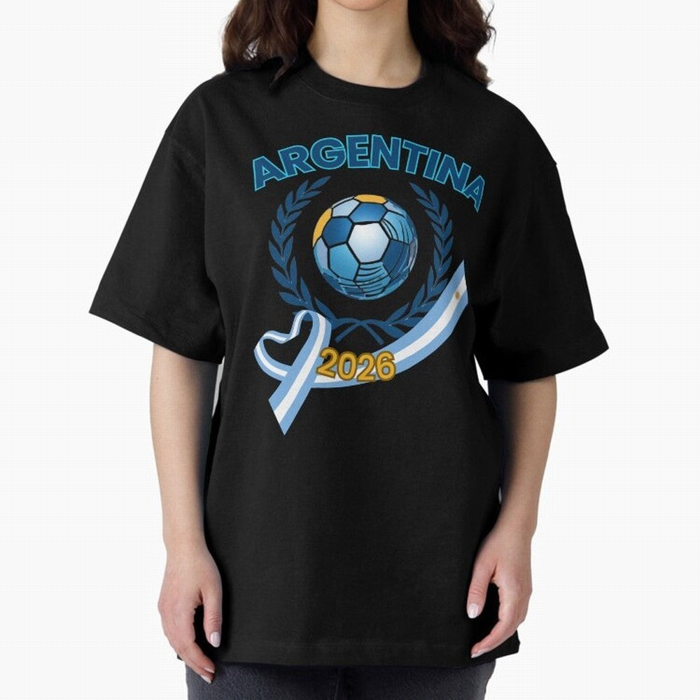 Argentina 2026 Oversized T-Shirt Feel the Heartbeat of FIFA World Cup 2026 Group Stage Spirit, Highlighting Argentina and Brazil, CR7, Sports Nostalgia, International Competition, Famous Players and Unforgettable Victories; Perfect for People Who