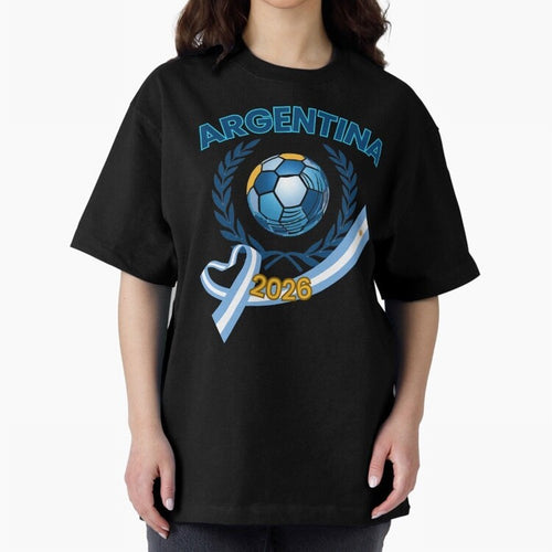 Argentina 2026 Oversized T-Shirt Feel the Heartbeat of FIFA World Cup 2026 Group Stage Spirit, Highlighting Argentina and Brazil, CR7, Sports Nostalgia, International Competition, Famous Players and Unforgettable Victories; Perfect for People Who
