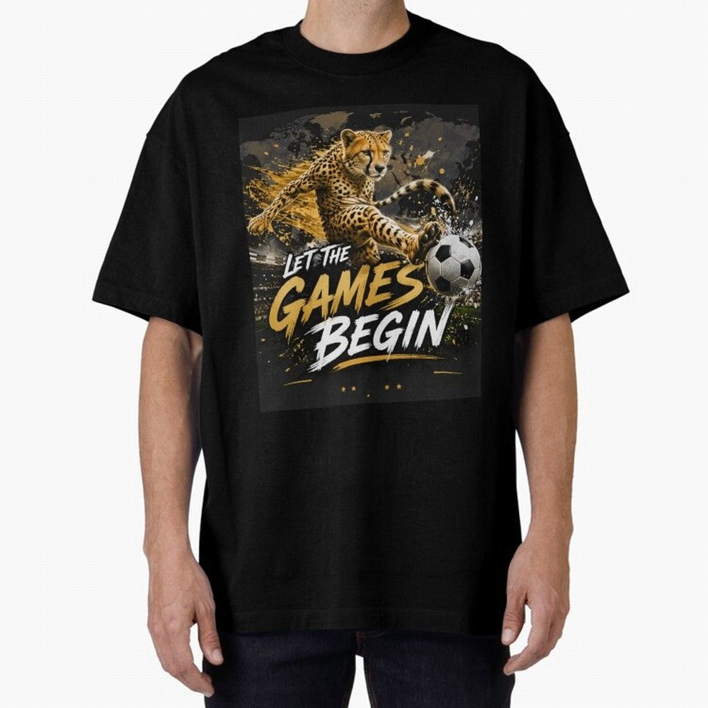 Let The Games Begin-World Cup Soccer @026 Oversized T-Shirt Upgrade Global Football Passion for FIFA World Cup 2026 USA Canada Mexico, Filled with Mbappe, Portugal, Vintage Soccer Flavor, Modern Football Stars, National Flags and Final Night