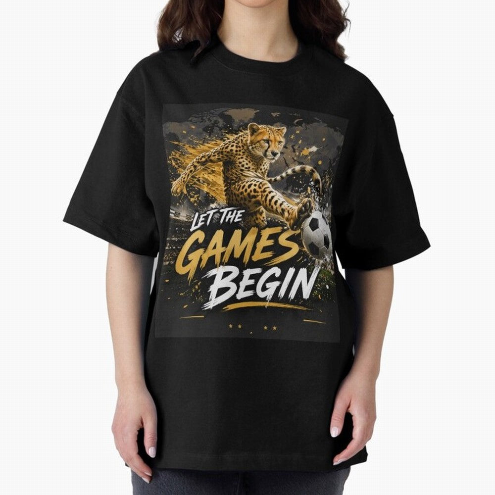 Let The Games Begin-World Cup Soccer @026 Oversized T-Shirt Upgrade Global Football Passion for FIFA World Cup 2026 USA Canada Mexico, Filled with Mbappe, Portugal, Vintage Soccer Flavor, Modern Football Stars, National Flags and Final Night