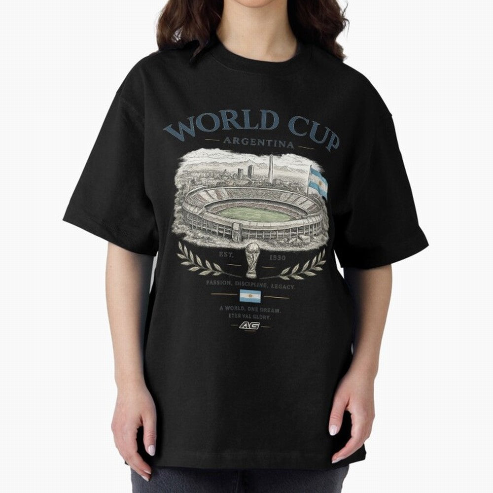 Argentina World Cup Vintage Streetwear Oversized T-Shirt Share FIFA World Cup 2026 USA Canada Mexico with Haaland and Mbappe, Argentina Energy, Game Day Rituals, Football Legends, Country Pride and the Road to the Final; Perfect for Fans,