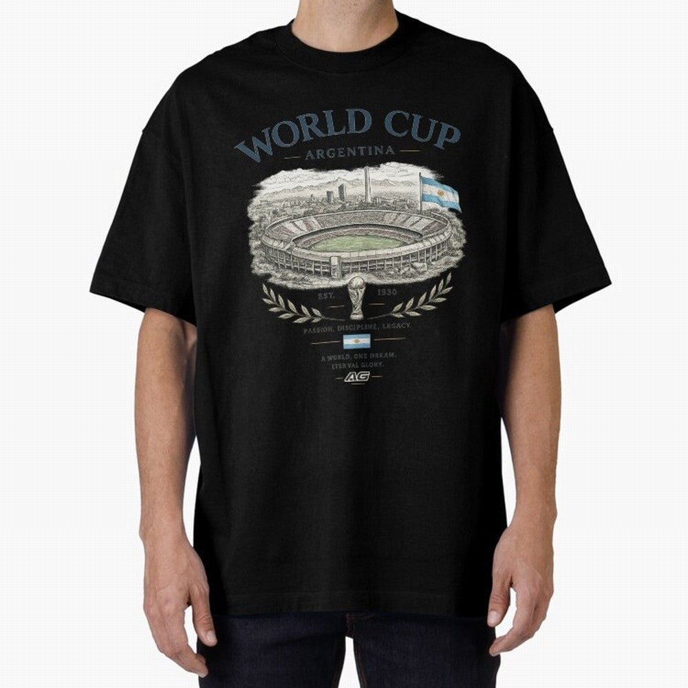 Argentina World Cup Vintage Streetwear Oversized T-Shirt Share FIFA World Cup 2026 USA Canada Mexico with Haaland and Mbappe, Argentina Energy, Game Day Rituals, Football Legends, Country Pride and the Road to the Final; Perfect for Fans,