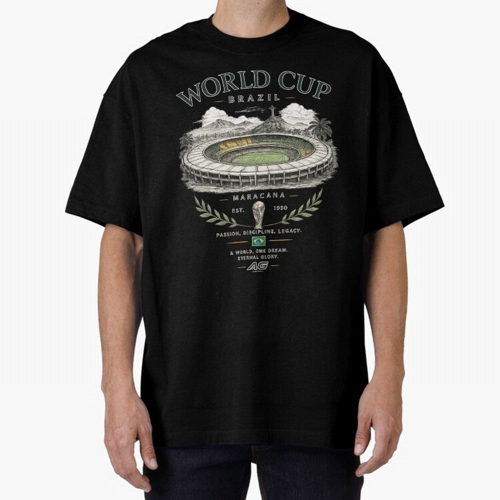 Brazil World Cup Maracana Streetwear Oversized T-Shirt Create FIFA World Cup 2026 for Fans of Neymar, Haaland and Cristiano Ronaldo and Brazil, Portugal and Argentina, Bringing Supporter Pride, Iconic Celebrations, Legendary Names and Global Match