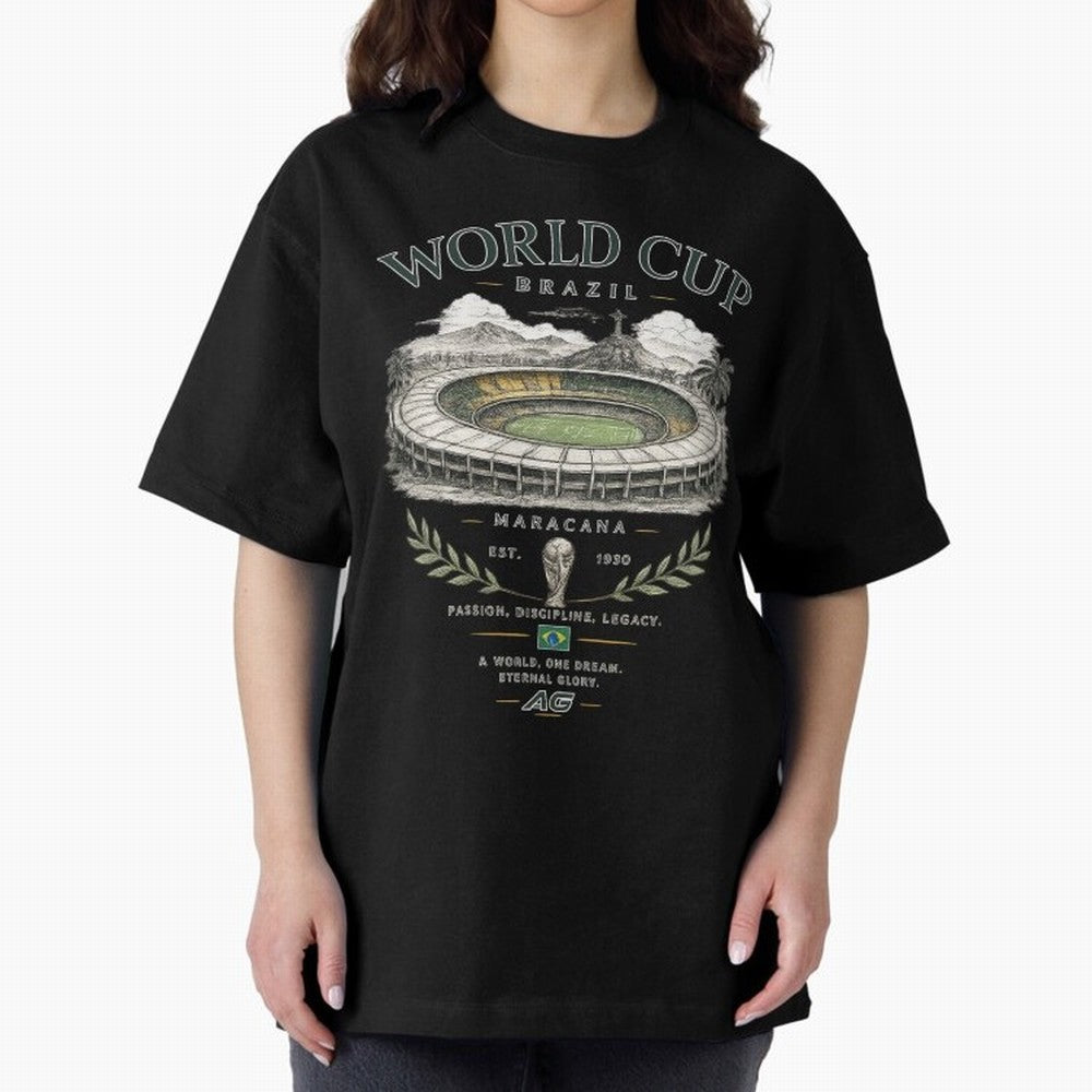Brazil World Cup Maracana Streetwear Oversized T-Shirt Create FIFA World Cup 2026 for Fans of Neymar, Haaland and Cristiano Ronaldo and Brazil, Portugal and Argentina, Bringing Supporter Pride, Iconic Celebrations, Legendary Names and Global Match