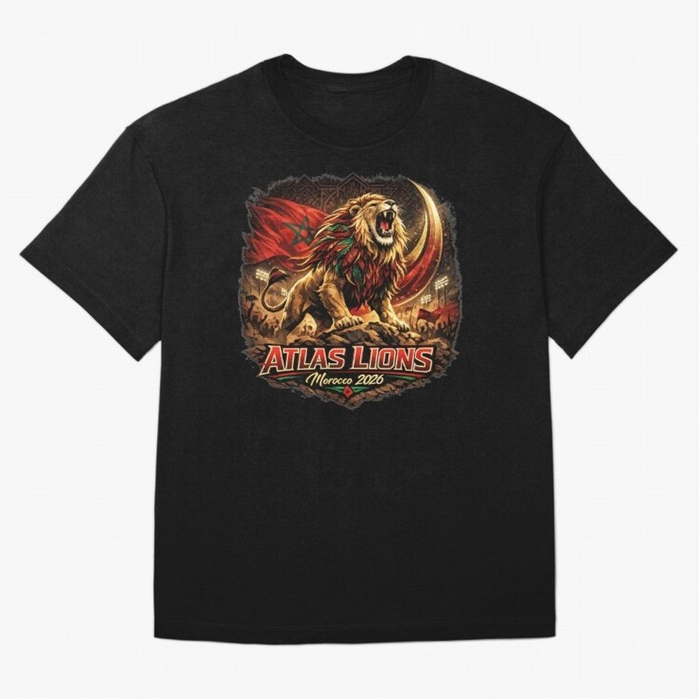 Morocco Football Fan - Atlas Lions Oversized T-Shirt Capture Global Football Passion for FIFA World Cup 2026, with Mbappe and Neymar, England and Germany, Supporter Pride, Iconic Celebrations, Legendary Names and Global Match Day Energy; Perfect