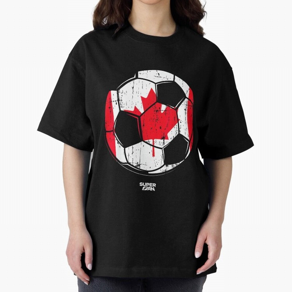2026 Canada Soccer Fan World Cup Oversized T-Shirt Represent Football Lovers during the FIFA World Cup 2026 Journey through Messi and Cristiano Ronaldo Highlights, France and Portugal Pride, Football Festival Excitement, Trophy Ambitions, Country
