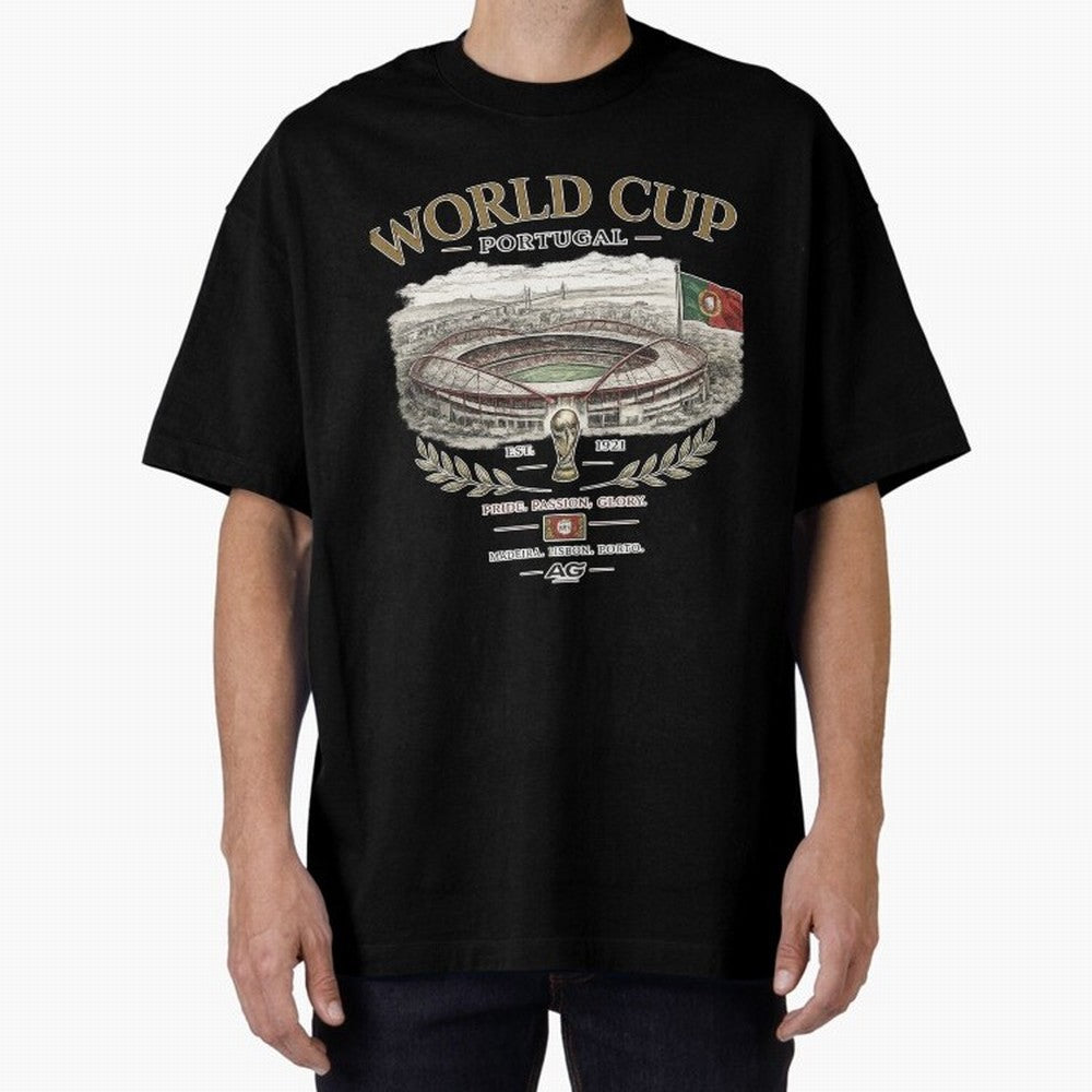 Portugal World Cup Estadio Da Luz Oversized T-Shirt Bring Supporter Culture to Match Day Hype around FIFA World Cup 2026 USA Canada Mexico, Neymar, Haaland and Cristiano Ronaldo, France, Classic Soccer Heritage, Championship Pressure, Fan Loyalty