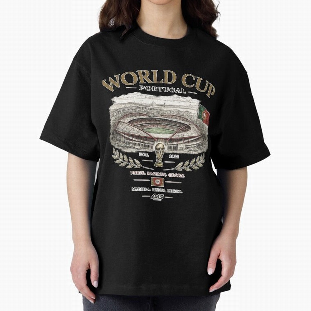 Portugal World Cup Estadio Da Luz Oversized T-Shirt Bring Supporter Culture to Match Day Hype around FIFA World Cup 2026 USA Canada Mexico, Neymar, Haaland and Cristiano Ronaldo, France, Classic Soccer Heritage, Championship Pressure, Fan Loyalty