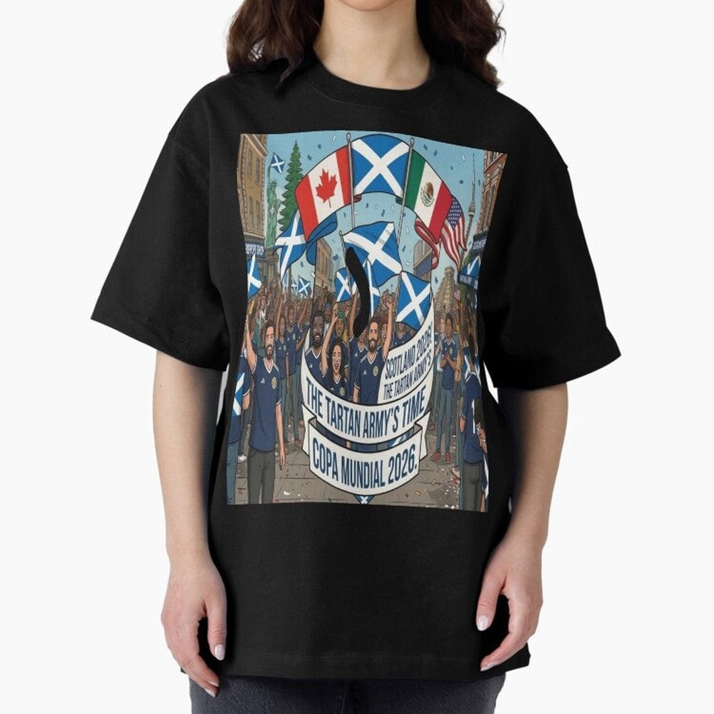 Scotland World Cup 2026 Oversized T-Shirt Bring Trophy Dreams to Match Day Hype around FIFA World Cup 2026, Messi and Cristiano Ronaldo, France and Portugal, Vintage Soccer Flavor, Modern Football Stars, National Flags and Final Night Emotion;
