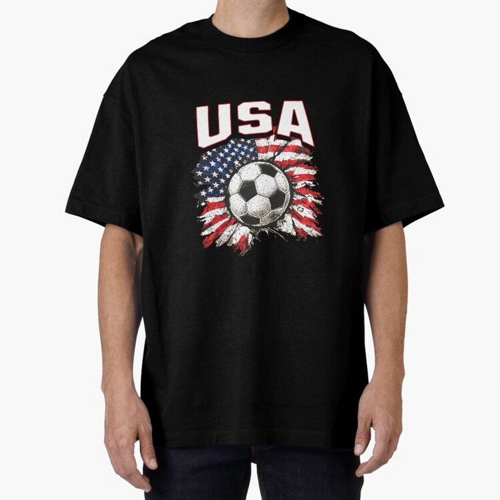 2026 Cup Flag Soccer Pride Fun Family USA Oversized T-Shirt Join Supporters Worldwide for FIFA World Cup 2026 USA Canada Mexico Connected to Cristiano Ronaldo, Spain and Netherlands Energy, Football Festival Excitement, Trophy Ambitions, Country
