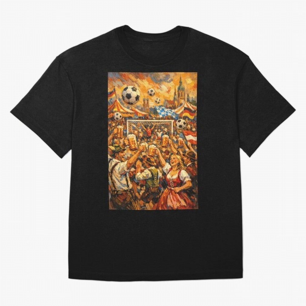 Festival Celebration with Soccer and Beer Oversized T-Shirt Turn Up for Global Football Passion for FIFA World Cup 2026, Celebrating CR7, Portugal, Spain and Germany, Global Supporter Spirit, Legendary Goals, National Colors and Tournament