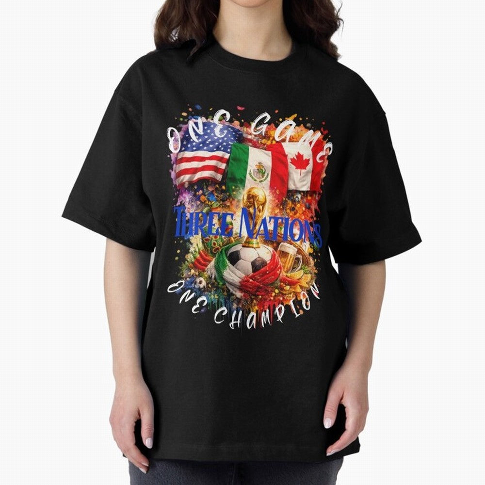 2026 World Cup Oversized T-Shirt Represent Fans Who Live for FIFA World Cup 2026 USA Canada Mexico Driven by Messi, CR7 and Mbappe, England and Germany Energy, Sports Nostalgia, International Competition, Famous Players and Unforgettable Victories;
