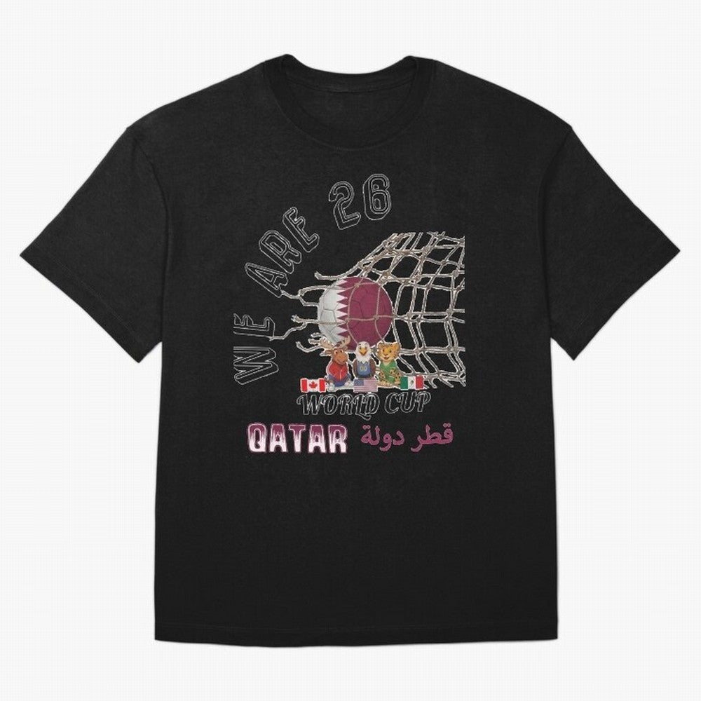 World cup 26 - Qatar Oversized T-Shirt Join Supporters Worldwide for FIFA World Cup 2026 Group Stage with Haaland, Brazil Energy, Goal Celebration Energy, Supporter Heritage, Football Icons and Worldwide Tournament Joy; Ideal for Football Dads,