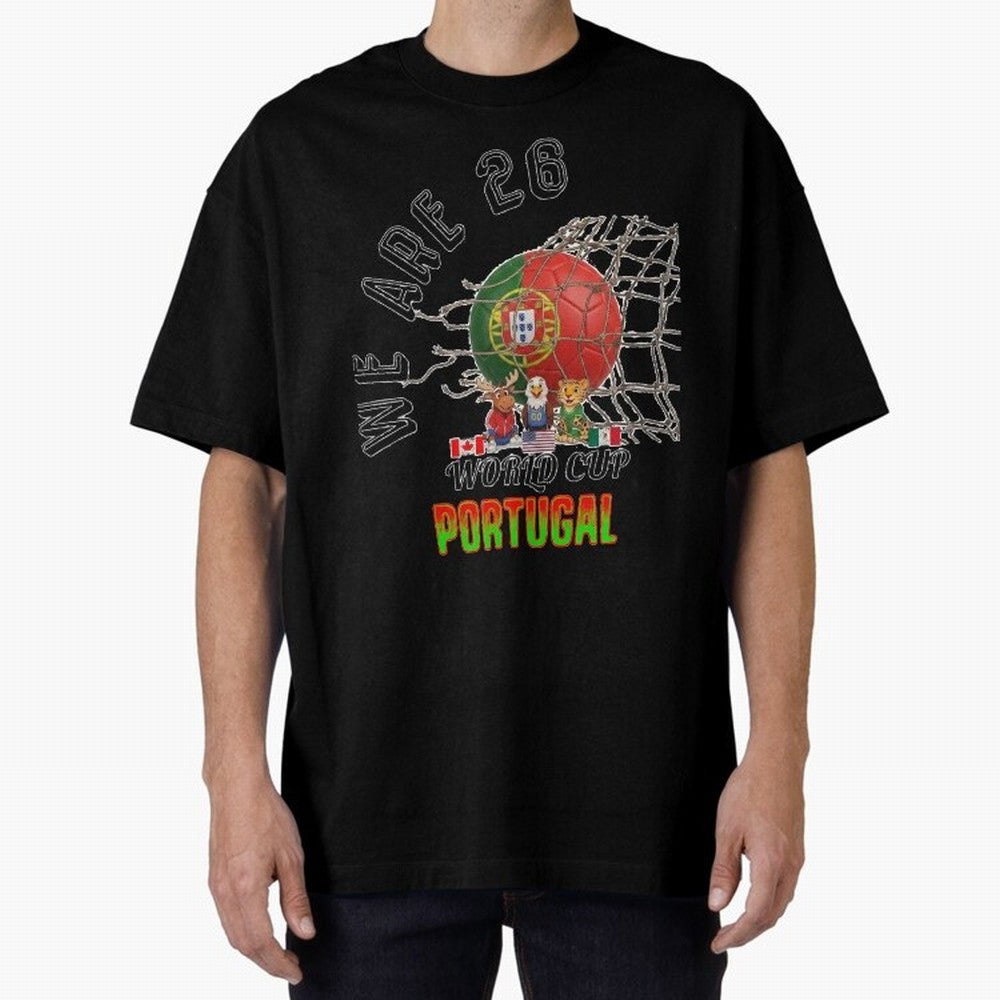 World cup 26 - Portugal Oversized T-Shirt Experience the Global Stage of FIFA World Cup 2026 USA Canada Mexico for Fans of Messi and Argentina and Brazil, Bringing Goal Celebration Energy, Supporter Heritage, Football Icons and Worldwide Tournament