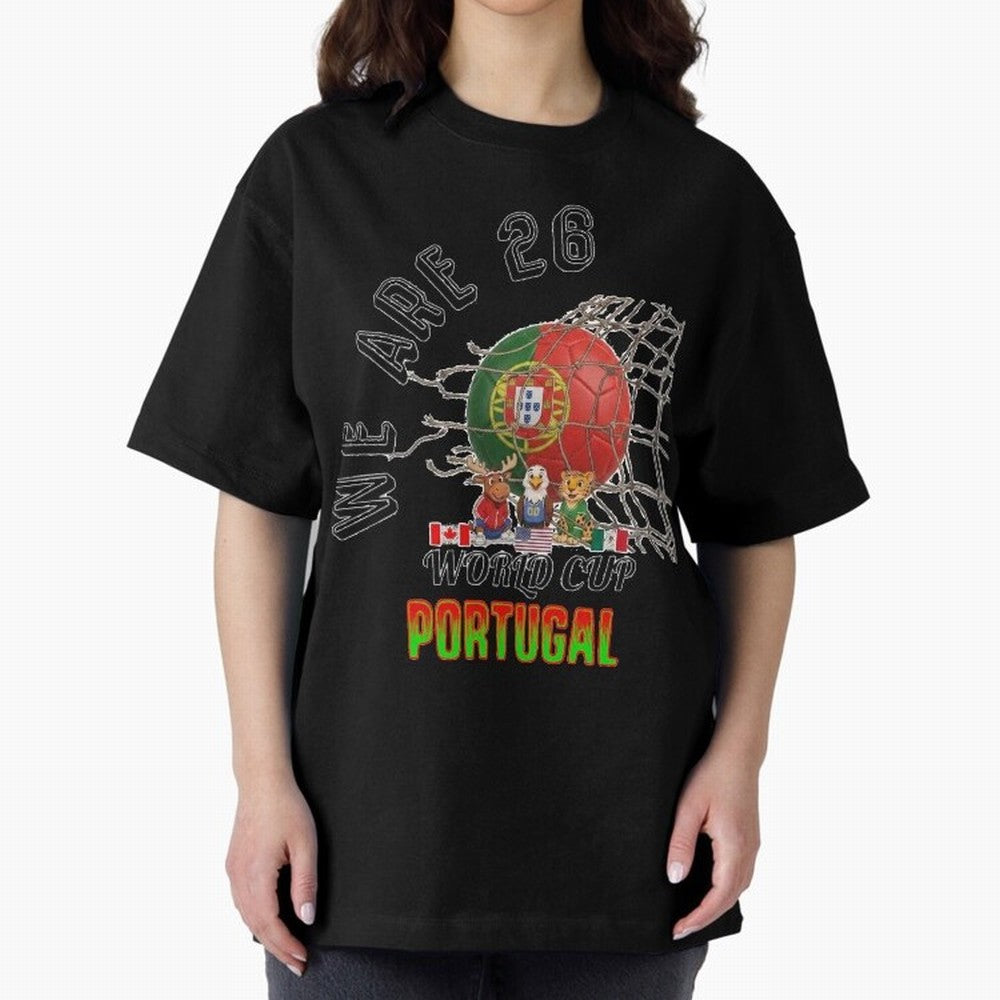World cup 26 - Portugal Oversized T-Shirt Experience the Global Stage of FIFA World Cup 2026 USA Canada Mexico for Fans of Messi and Argentina and Brazil, Bringing Goal Celebration Energy, Supporter Heritage, Football Icons and Worldwide Tournament