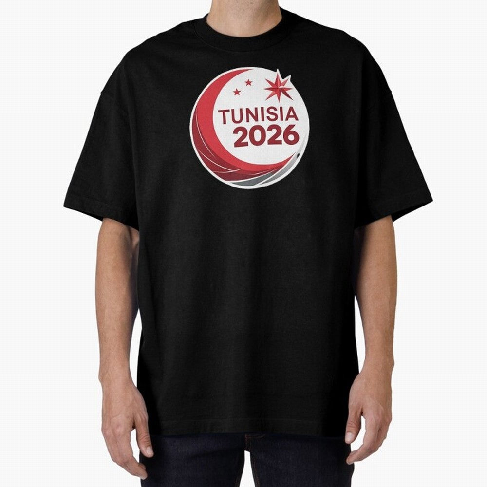 Tunisia 2026 Oversized T-Shirt Show Love for Legendary Goals in Match Day Hype around FIFA World Cup 2026 Group Stage, Messi and Cristiano Ronaldo, England, France and Netherlands, Sports Nostalgia, International Competition, Famous Players and