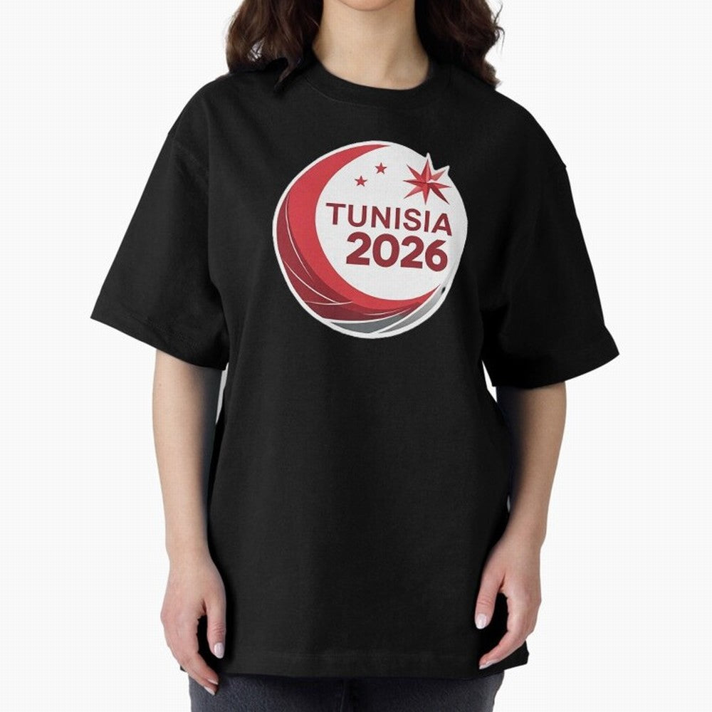 Tunisia 2026 Oversized T-Shirt Show Love for Legendary Goals in Match Day Hype around FIFA World Cup 2026 Group Stage, Messi and Cristiano Ronaldo, England, France and Netherlands, Sports Nostalgia, International Competition, Famous Players and