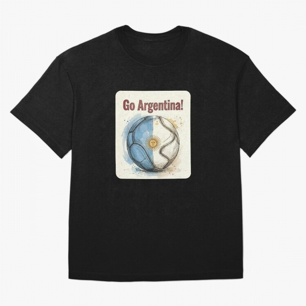 Go Argentina Soccer Ball Flag | Argentinian Football Fan Graphic Tee Oversized T-Shirt Celebrate Football Heritage in FIFA World Cup 2026 USA Canada Mexico for Fans of Neymar, Haaland and Cristiano Ronaldo and Brazil, Bringing Soccer Culture,
