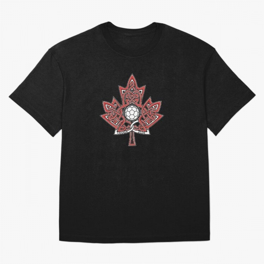 Interwoven Maple Leaf Canada Soccer 2026 T-Shirt_83135197 Oversized T-Shirt Show Your Love for FIFA World Cup 2026 Filled with CR7 and Messi, Netherlands Energy, Global Supporter Spirit, Legendary Goals, National Colors and Tournament Celebration;