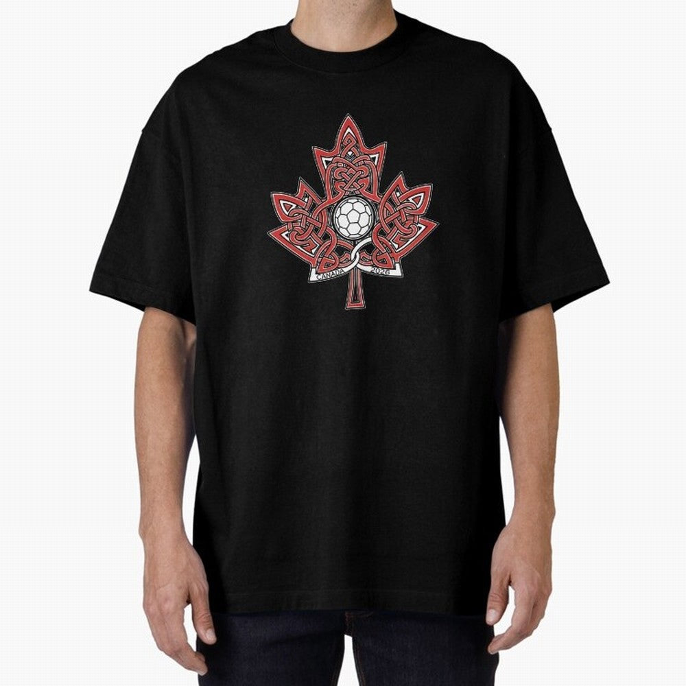 Interwoven Maple Leaf Canada Soccer 2026 T-Shirt_83135197 Oversized T-Shirt Show Your Love for FIFA World Cup 2026 Filled with CR7 and Messi, Netherlands Energy, Global Supporter Spirit, Legendary Goals, National Colors and Tournament Celebration;
