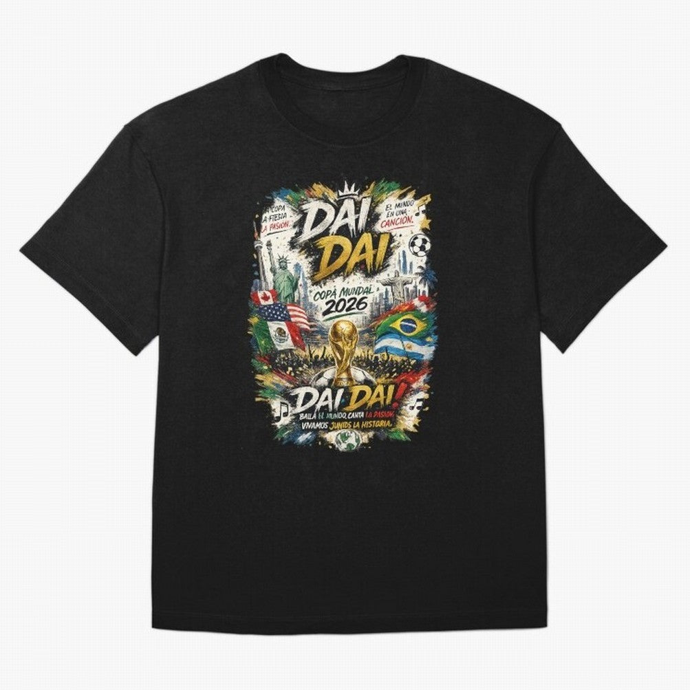 DAI DAI DESIGN FIFA 2026 Oversized T-Shirt Feel Global Football Passion for FIFA World Cup 2026 USA Canada Mexico, Featuring CR7 and Messi, France and Portugal, Football Festival Excitement, Trophy Ambitions, Country Rivalries and Star Player Buzz;
