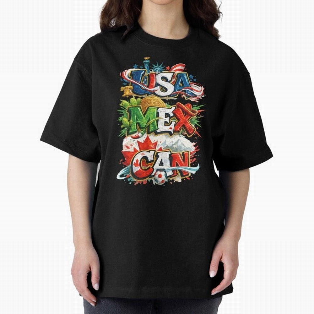 World Cup 2026 USA Canada Mexico Oversized T-Shirt Celebrate National Team Dreams in Global Football Passion for FIFA World Cup 2026 Group Stage, with Neymar, England and Germany, Match Day Excitement, Supporter Culture, Golden Goals and Global