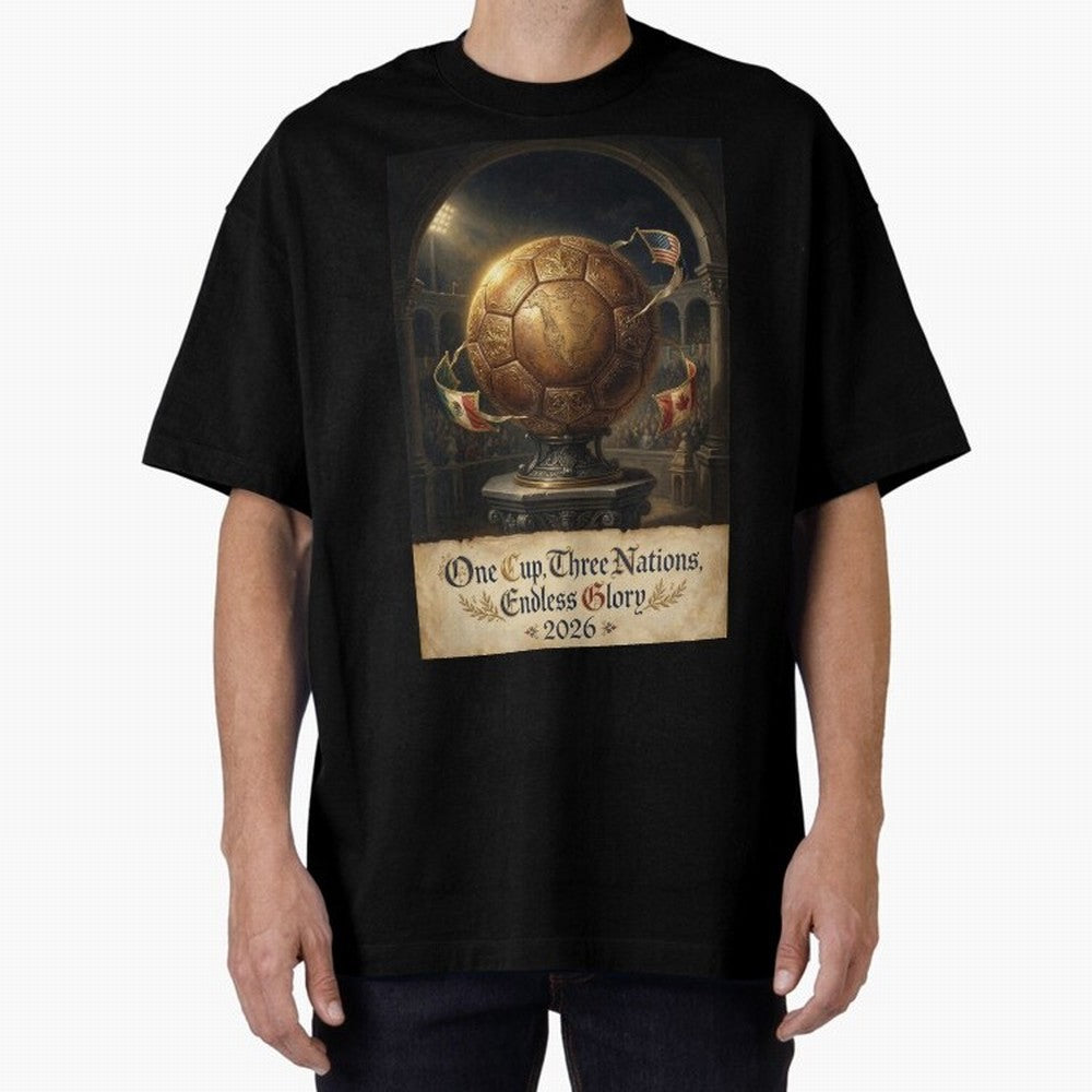 World Cup 2026 Emblem USA Canada Mexico Oversized T-Shirt Celebrate Unforgettable Nights in the FIFA World Cup 2026 USA Canada Mexico Journey through Mbappe and Neymar Highlights, France Pride, Football Passion, Legendary Performances, Festival