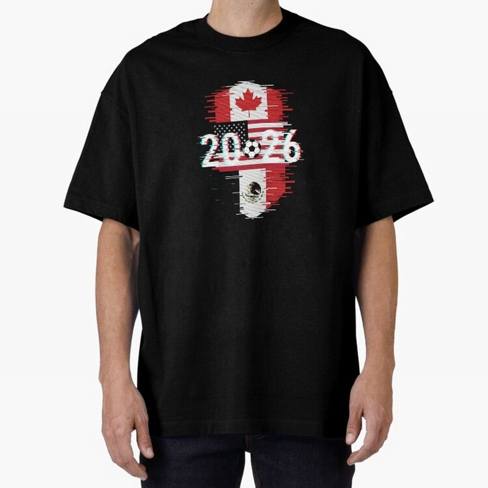 Glitched United 2026 - North America Emblem Cup T-Shirt_82794505 Oversized T-Shirt Showcase Match Day Hype around FIFA World Cup 2026, Messi, CR7 and Mbappe, England and Germany, Game Day Rituals, Football Legends, Country Pride and the Road to the