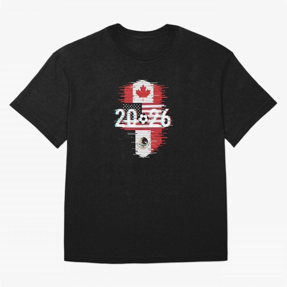 Glitched United 2026 - North America Emblem Cup T-Shirt_82794505 Oversized T-Shirt Showcase Match Day Hype around FIFA World Cup 2026, Messi, CR7 and Mbappe, England and Germany, Game Day Rituals, Football Legends, Country Pride and the Road to the