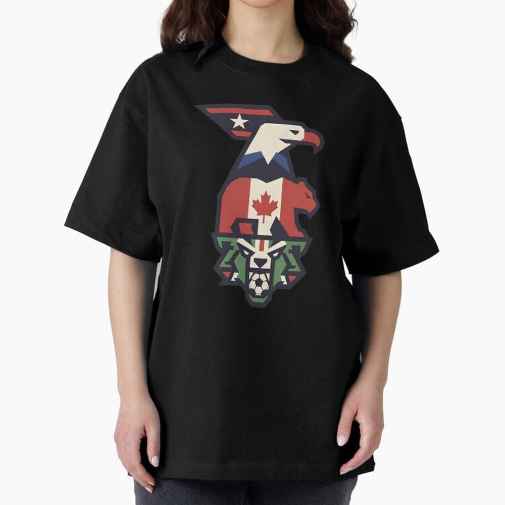 USA Canada Mexico World Cup 2026 Host Nations Oversized T-Shirt Celebrate Football Heritage in FIFA World Cup 2026 Group Stage for Fans of Cristiano Ronaldo and Spain and Netherlands, Bringing Stadium Chants, National Pride, Trophy Dreams and