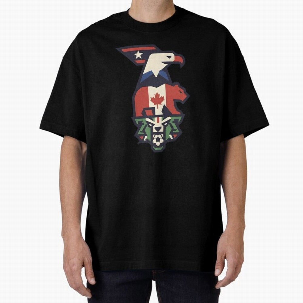USA Canada Mexico World Cup 2026 Host Nations Oversized T-Shirt Celebrate Football Heritage in FIFA World Cup 2026 Group Stage for Fans of Cristiano Ronaldo and Spain and Netherlands, Bringing Stadium Chants, National Pride, Trophy Dreams and