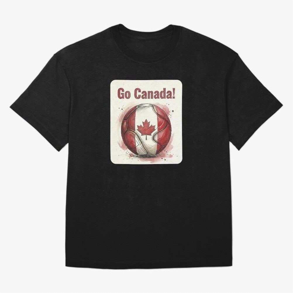 Go Canada Soccer Ball Flag | Canadian Football Fan Graphic Tee Oversized T-Shirt Live for the Drama of Match Day Hype around FIFA World Cup 2026, Messi, Neymar and Mbappe, Brazil, Worldwide Fan Energy, Dramatic Goals, Stadium Lights and